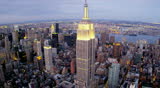 New York - Aug 21, 2012: Aerial view Empire State Building, East and West side Manhattan, Hudson and East Rivers, New York, USA,