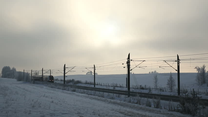 Train Oslo Airport high speed passing silhouette