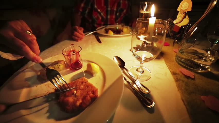 Romantic dinner at candle light