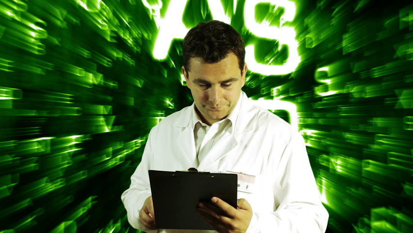 Scientist Checking Documents Scientific Mathematics Background