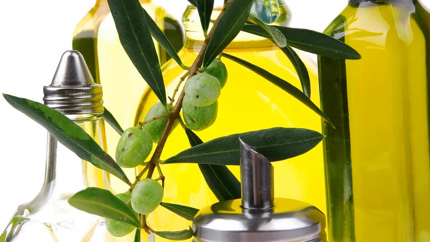 olive oil and olives  hidef intro slow motion