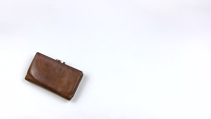 Money with purse on white background
