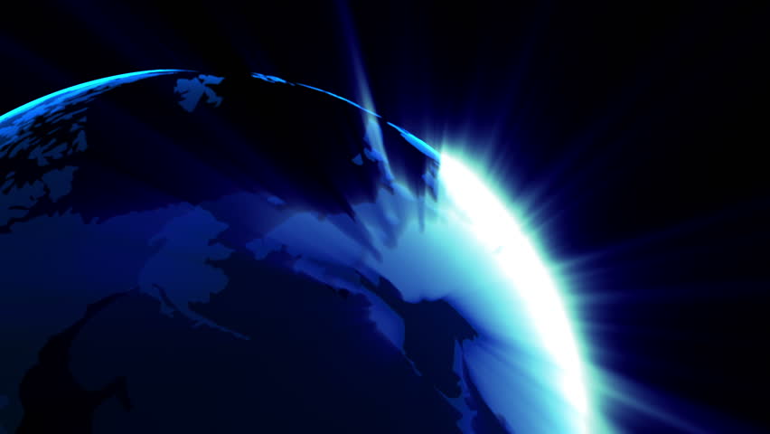 planet Earth rotating with sunbeams loopable background