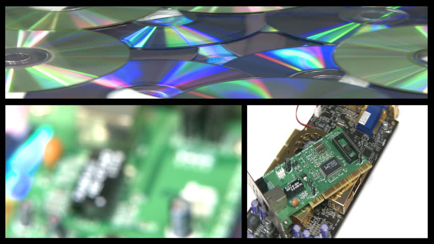 Montage computer technology rotating over CD