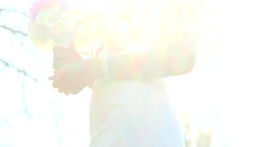 wedding flowers in bride`s hands