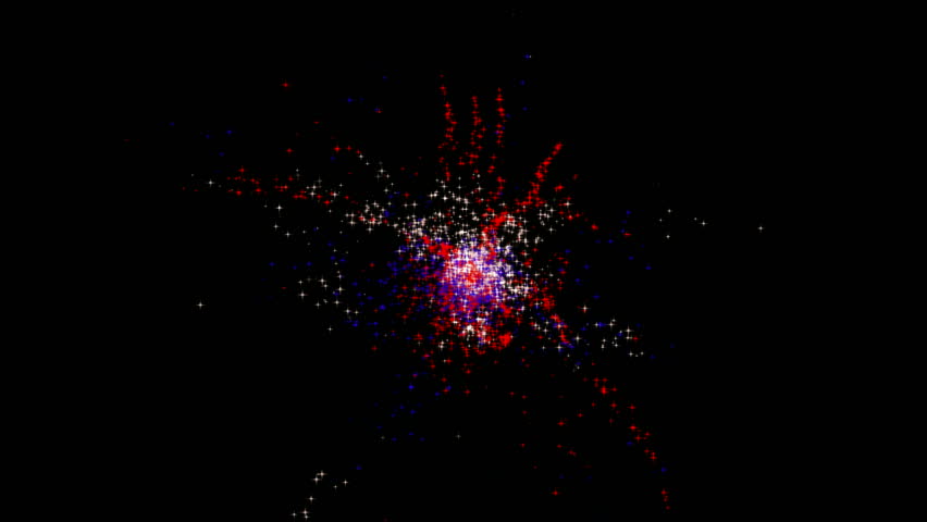 jet fireworks & dazzling particles.