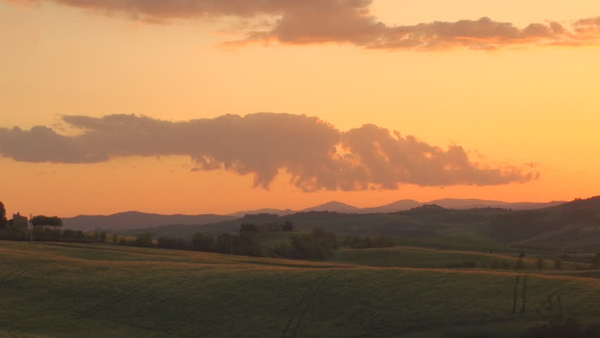 Sunset in the province of Siena in Tuscany, Italy