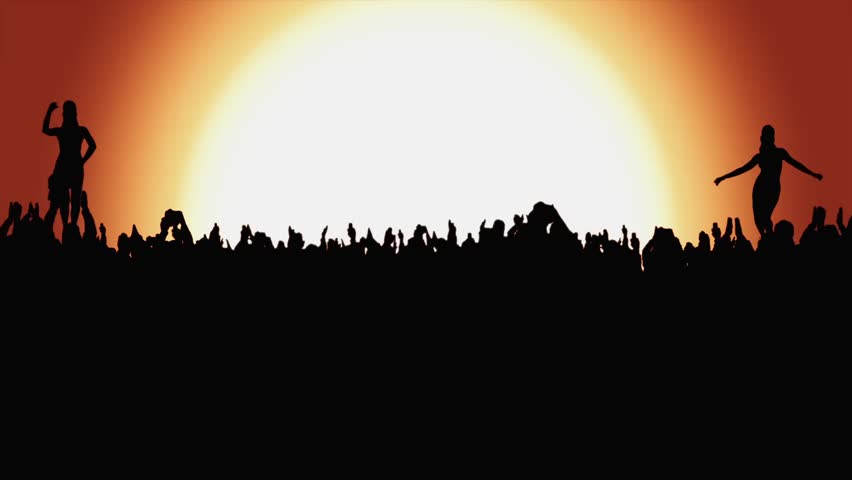 Crowd of people. Orange background, slow zoom. These people are real, shot on green screen. Check out other files from this series.