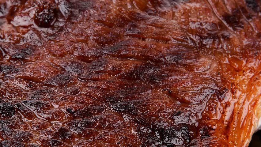 meat table : grilled beef fillet with asparagus and tomatoes served on dish hidef slow motion intro