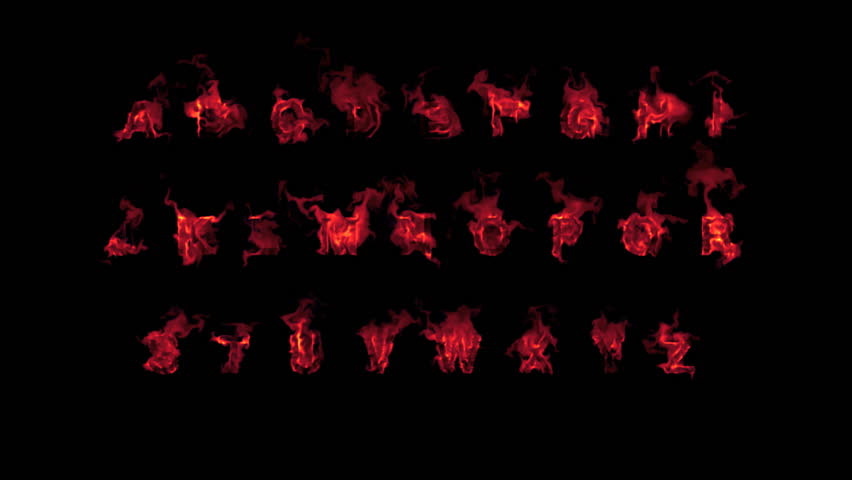 burning alphabet letters with alpha