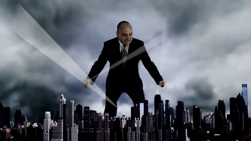 Crazy business man taking over the city King Kong style