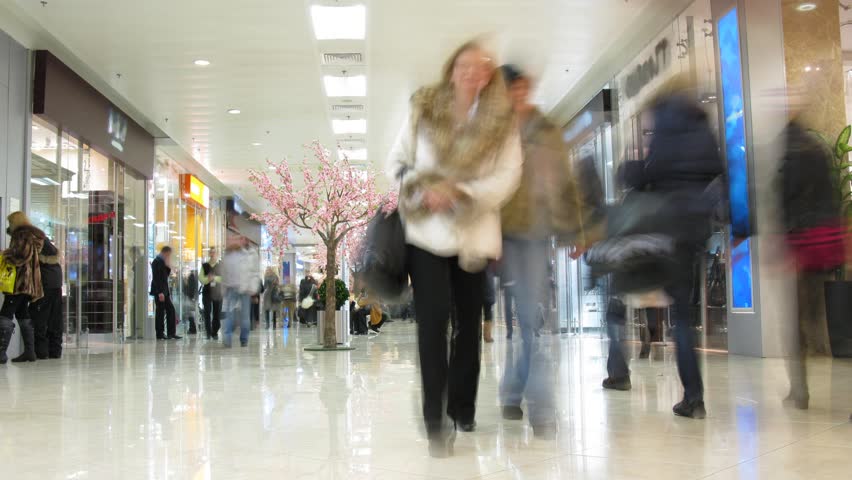 people in shopping corridor, time lapse 