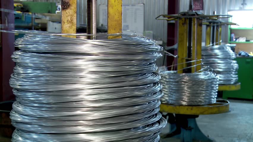 Spools with a thick wire in the production department of nails