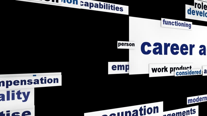 Career advice employment words cloud design. Recruitment help message background