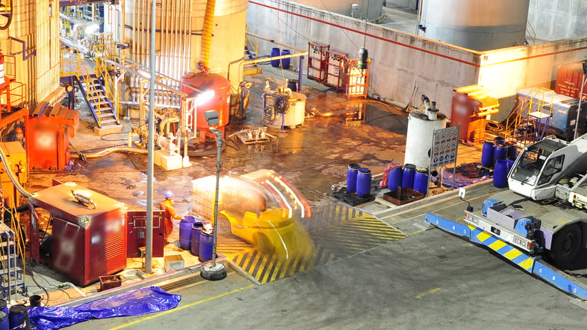 Working in industrial plant - time lapse
