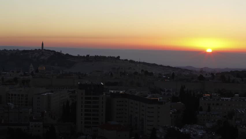 Sunrise above Old City Time Lapse, Jerusalem, Israel
