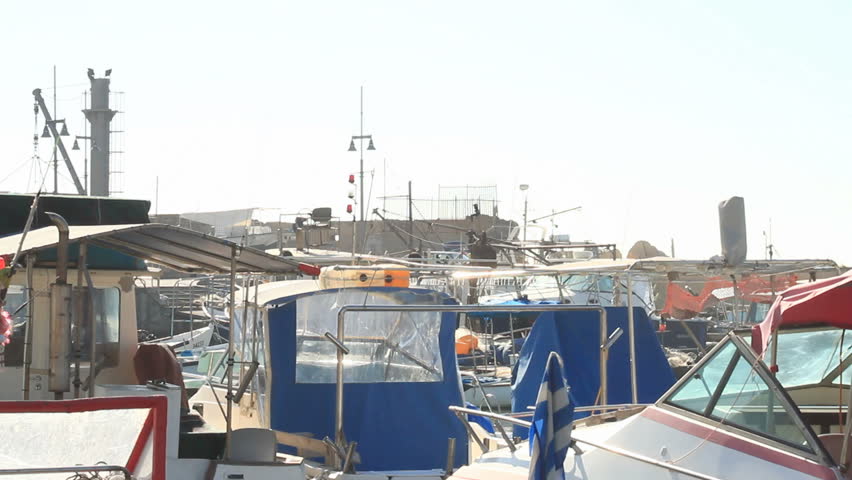 boats anchored at Jaffa port on still water