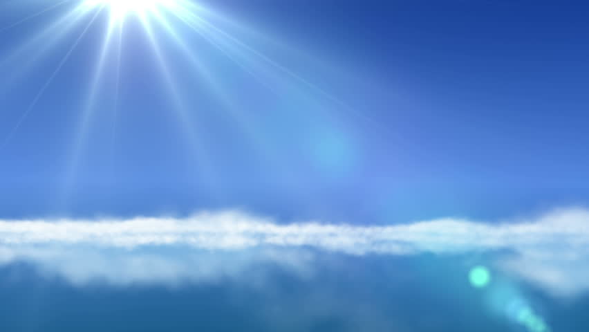  animated intro with airplane flying over clouds with sun
