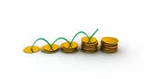 Graph rising with coins bars. Alpha mask. HD 1080