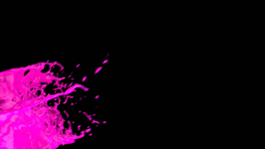 neon pink paint splash, isolated on black (FULL HD)