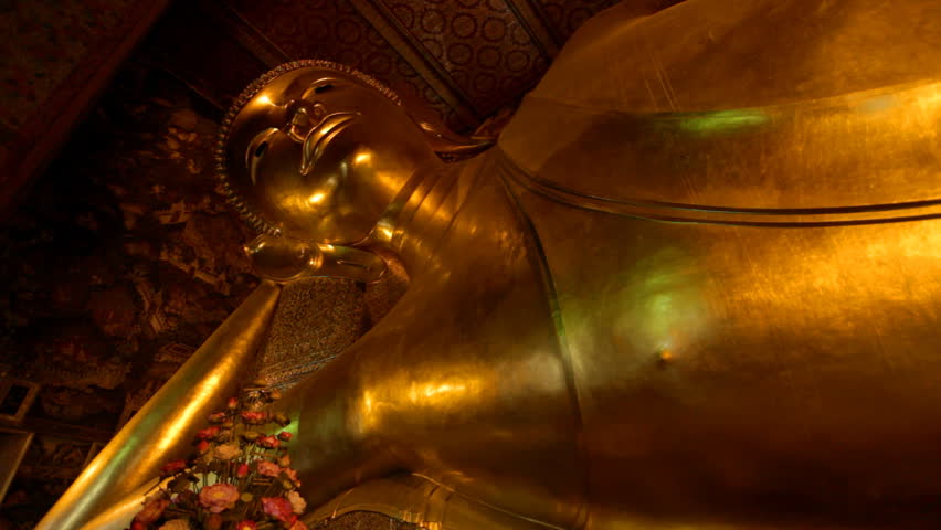 BANGKOK - MARCH 16. Reclining Buddha in Wat Pho temple on March 16, 2012 in Bangkok, Thailand. Wat Pho is named after a monastery in India where Buddha is believed to have lived.
