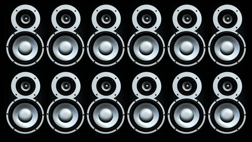 Loudspeaker multiplication. 3D generated.