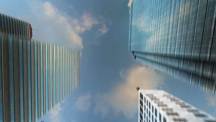 Rising Skyscrapers Passing with Seamless Looping pov