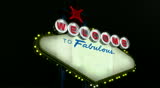 The classic welcome to las vegas sign on an angled view.  The words las vegas have been removed from the scene.