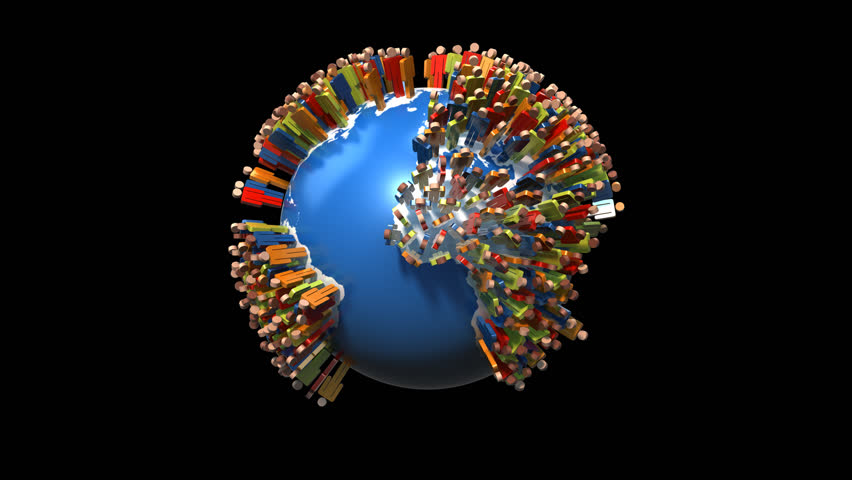 World wide population growth - black background with alpha channel