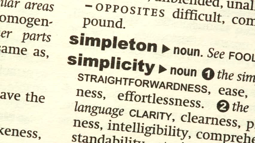 Simplicity highlighted in green in the dictionary