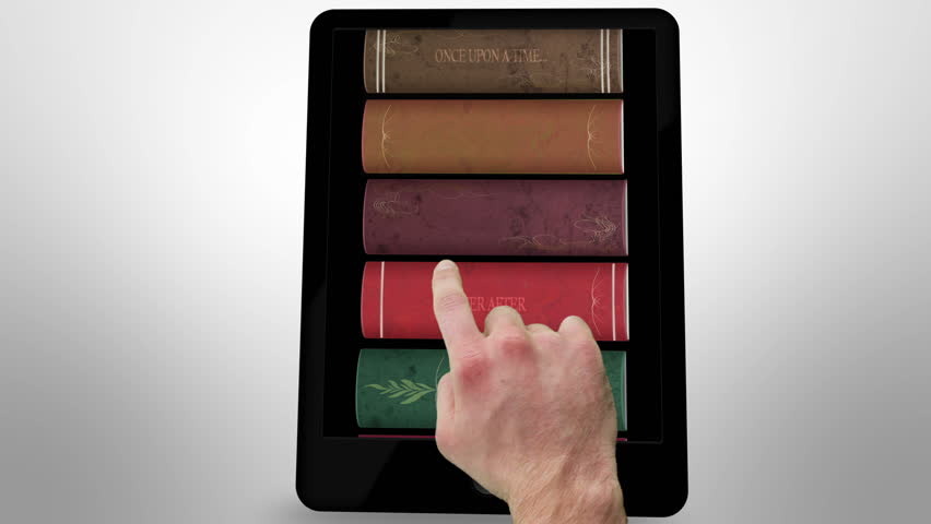 Fairy tale animation on digital tablet on grey background
