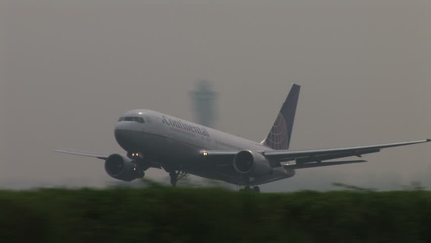 HD1080i AMSTERDAM - APR 12, 2009: Continental Airplanes takes off at Schiphol Airport