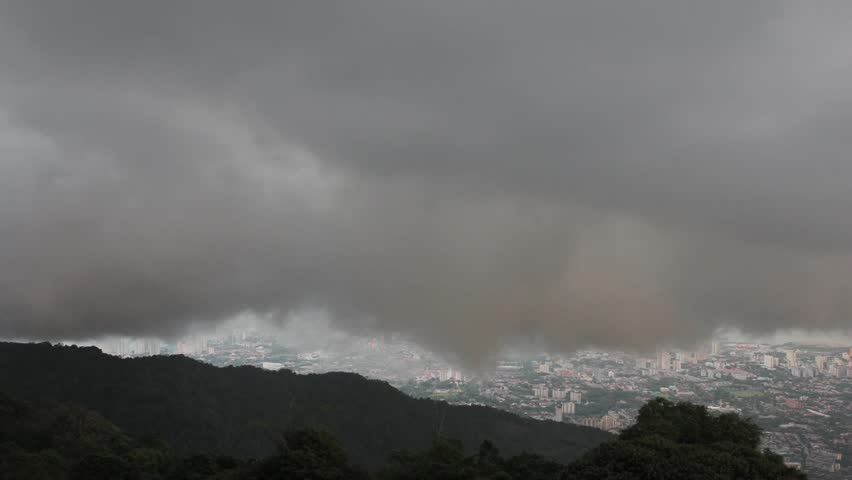 Cityscape from Penang Hill in Malaysia One Foggy and Stormy Day Timelapse 1920x1080