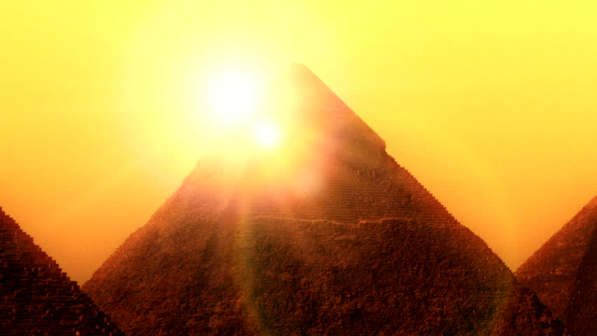 zoom out of sun and pyramids