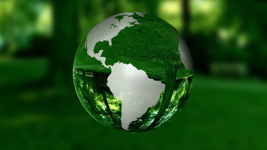 Earth Globe made of glass,environmental conservation concept,nature refract,looping