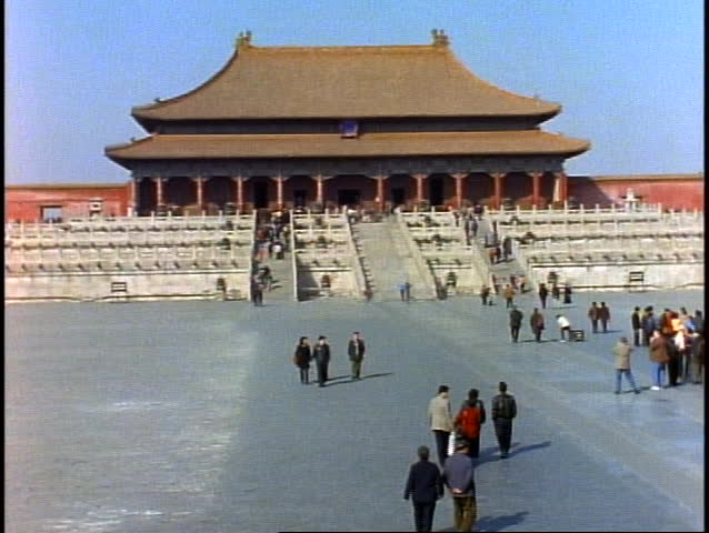 China, Beijing, The Forbidden City, wide shot, with crowd