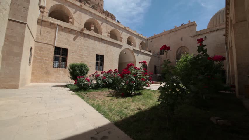 The garden of big Mardin house in Turkey