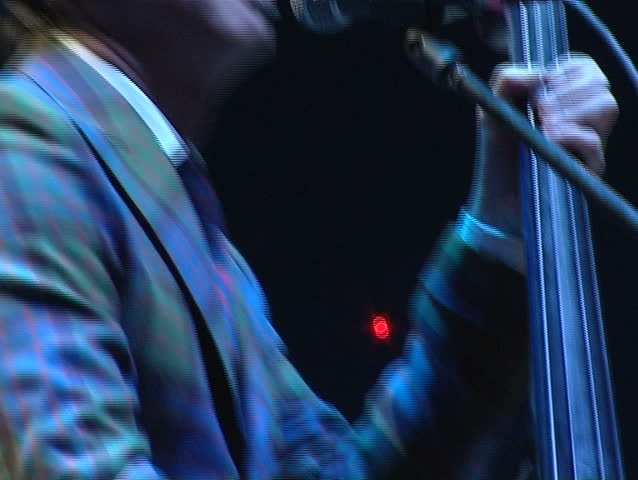 CRIMEA - AUGUST 30: Contrabassist playing at Koktebel Jazz Festival on August 30, 2012 in Crimea, Ukraine.