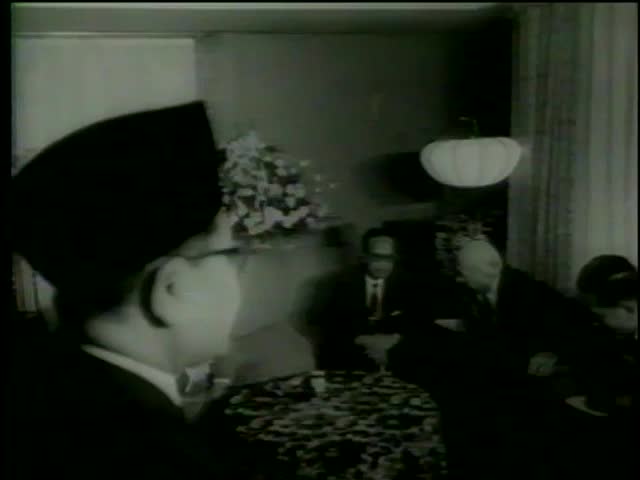 Attorney General Robert Kennedy arrives to Imperial Hotel to meet President of Indonesia Sukarno at Imperial Hotel Tokyo circa 1964-MGM PICTURES, UNIVERSAL-INTERNATIONAL NEWSREEL, USA, filmed in 1964