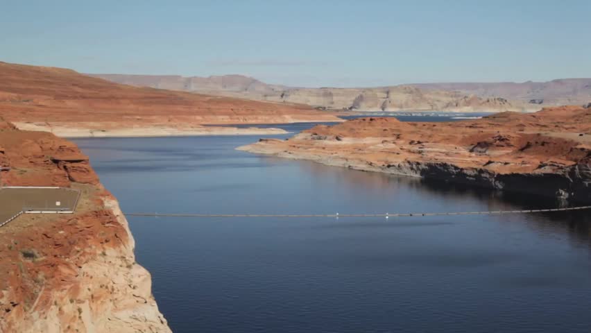 View of Colorado River from the Glen Canyon Dam in Page, Arizona.