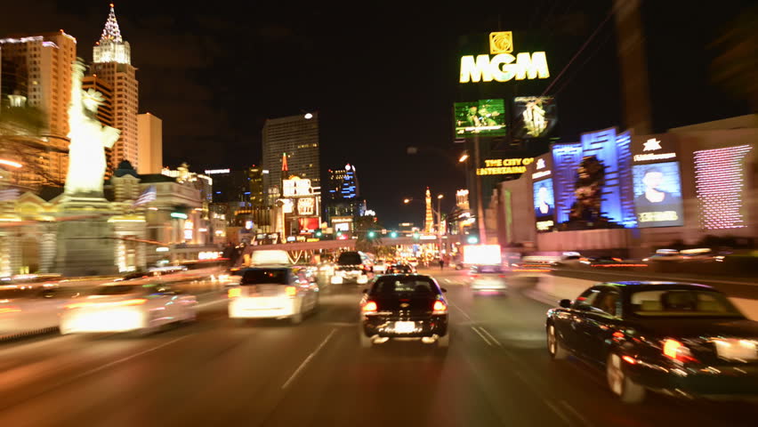 LAS VEGAS - CIRCA 2013: POV Driving Down Las Vegas Strip - Timel Lapse - Circa 2013