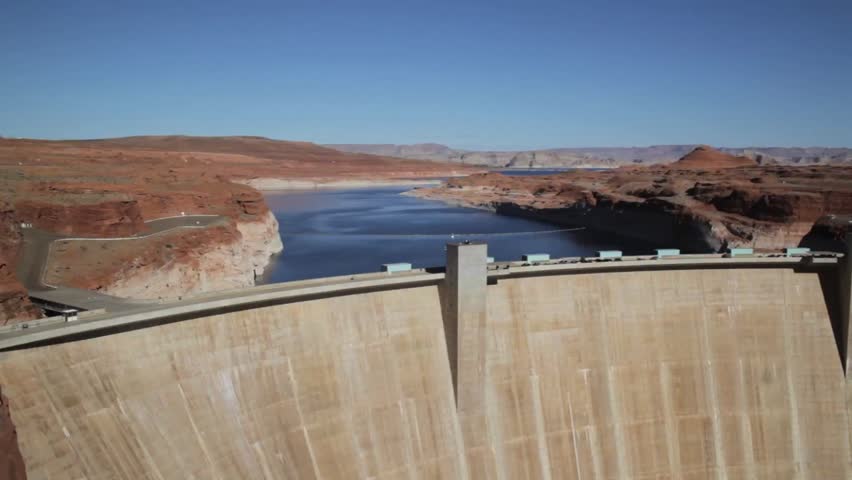 The Colorado River flowing into the Glen Canyon Dam in Page, Arizona.