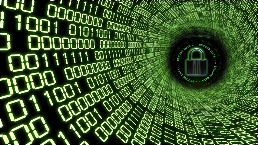 A seamless looping animation showing secure data being transferred over the internet. / Secure Data Transfer