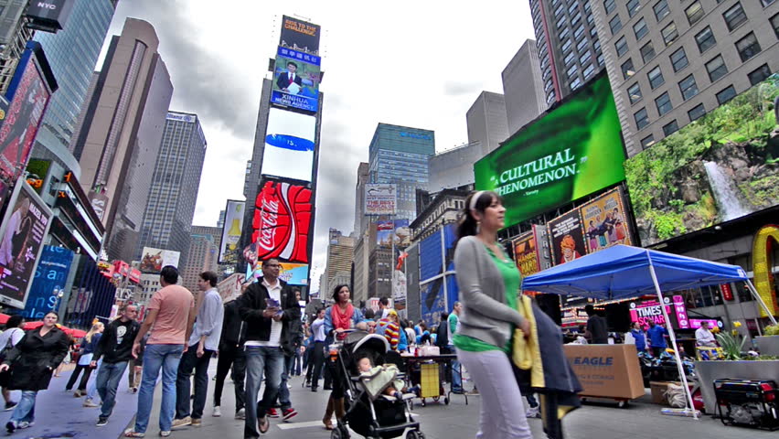 NEW YORK - APRIL 20: Times Square on April 20, 2013 in New York. Times Square is a major intersection in Midtown Manhattan, at the junction of Broadway and Seventh Ave from 42nd to 47th Streets.