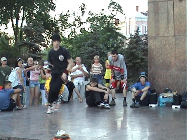 Ukraine, the city of Berdyansk, on June, 15th, 2008. Public statement of fans hip-hop. Dances under music.
