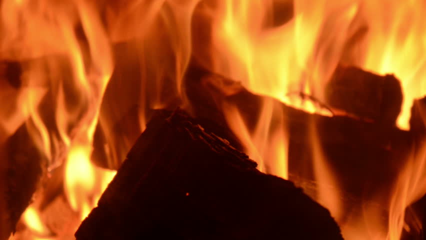 Fire burning in furnace