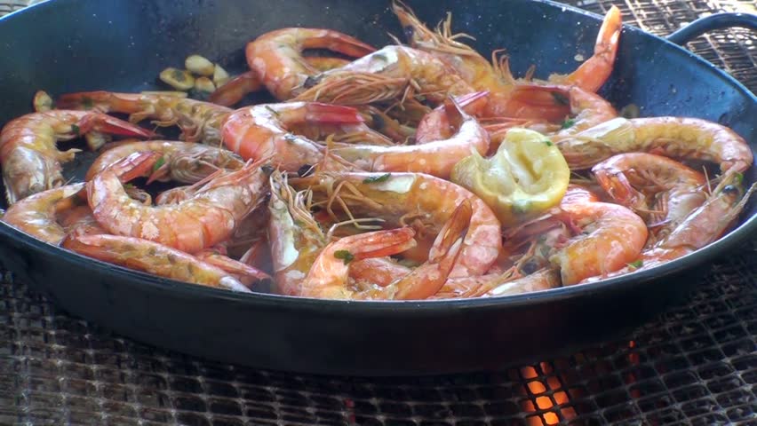 Shrimp cooked on the barbecue