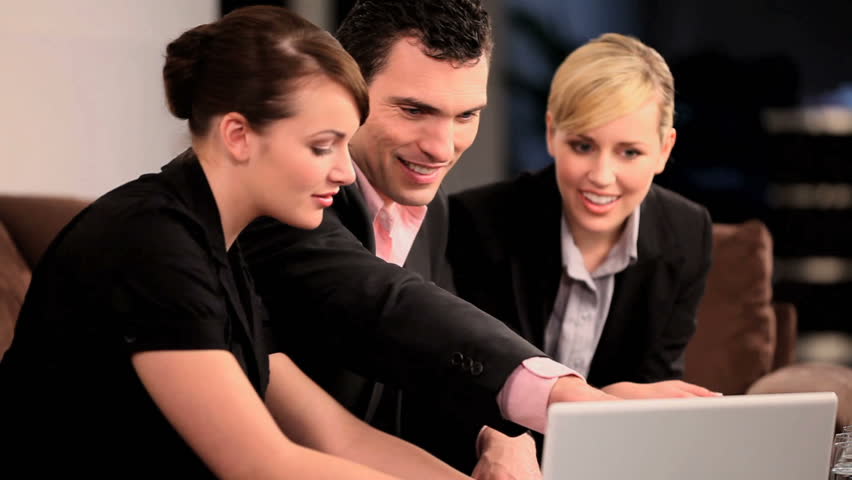 Young business people working in advertising