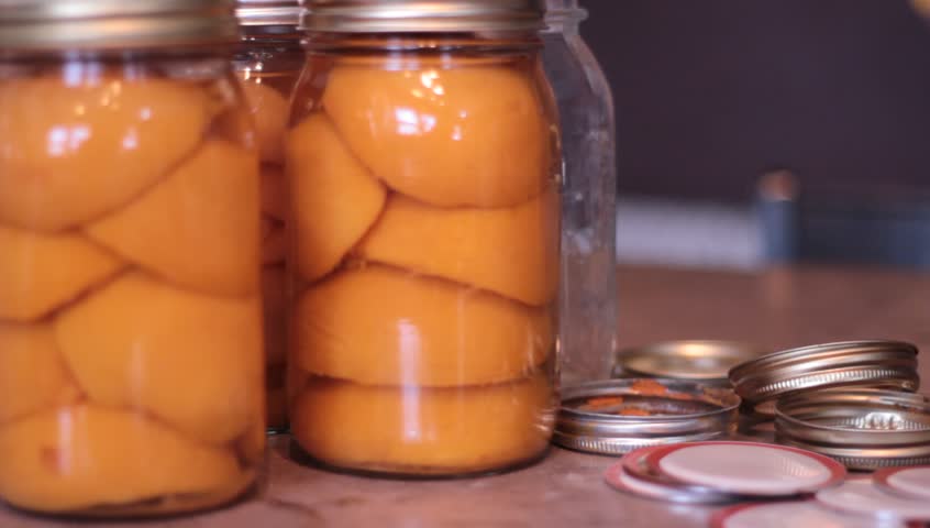 Freshly bottled peaches