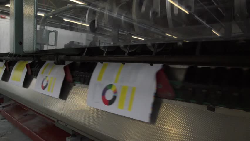 Automated book assembly line at a print factory